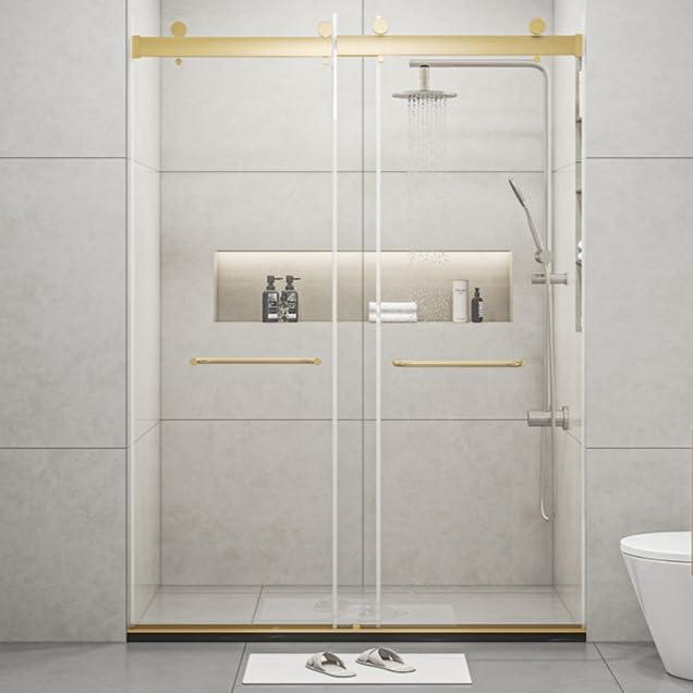 Dimorphos Frameless Sliding Glass Shower Doors with 3/8"(10mm) Clear Tempered Glass 11DD701957Q