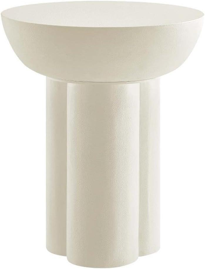 Caspian Round Concrete Side Table in White