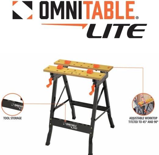 Disston OmniTable Lite Portable Workbench Worktable Fully Adjustable Tilting Table is Great for Clamping.