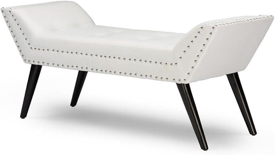 Tamblin Modern And Contemporary Faux Leather Upholstered Large Ottoman Seating Bench - White - Baxton Studio