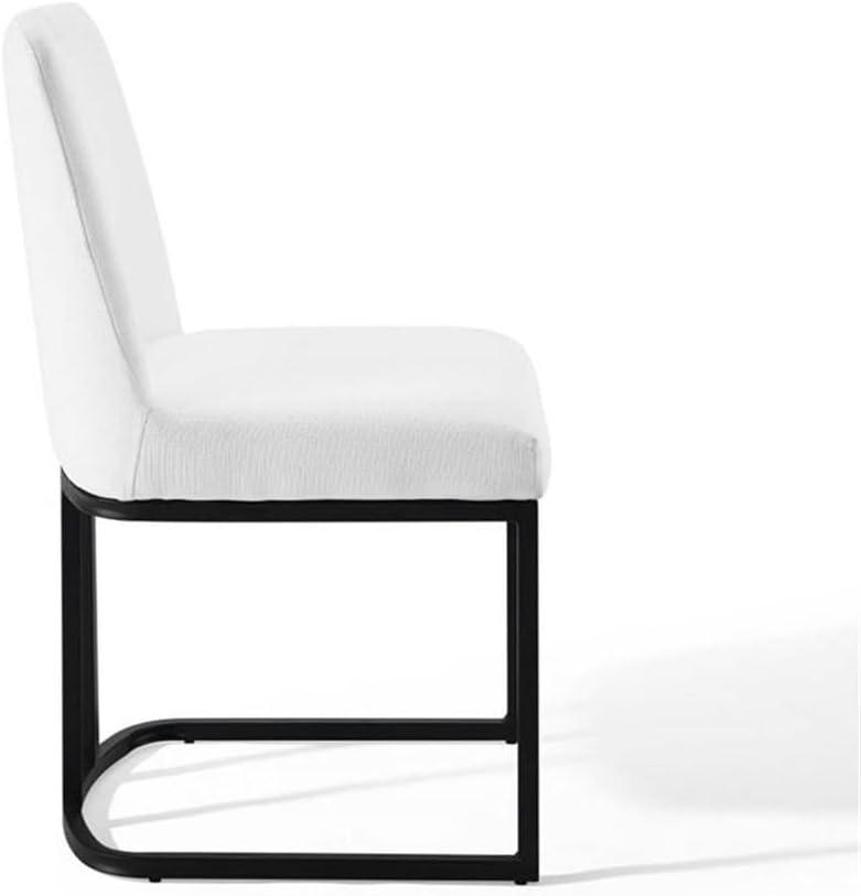 Modway Amplify Sled Base Upholstered Fabric Dining Side Chair, Black White 22 x 19 x 32