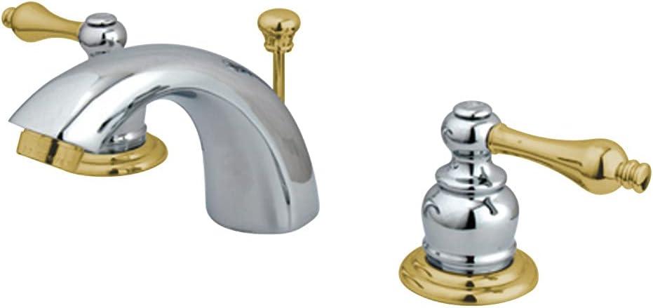 Kingston Brass Victorian Two-Handle 3-Hole Deck Mount Mini-Widespread Bathroom Faucet with Plastic Pop-Up