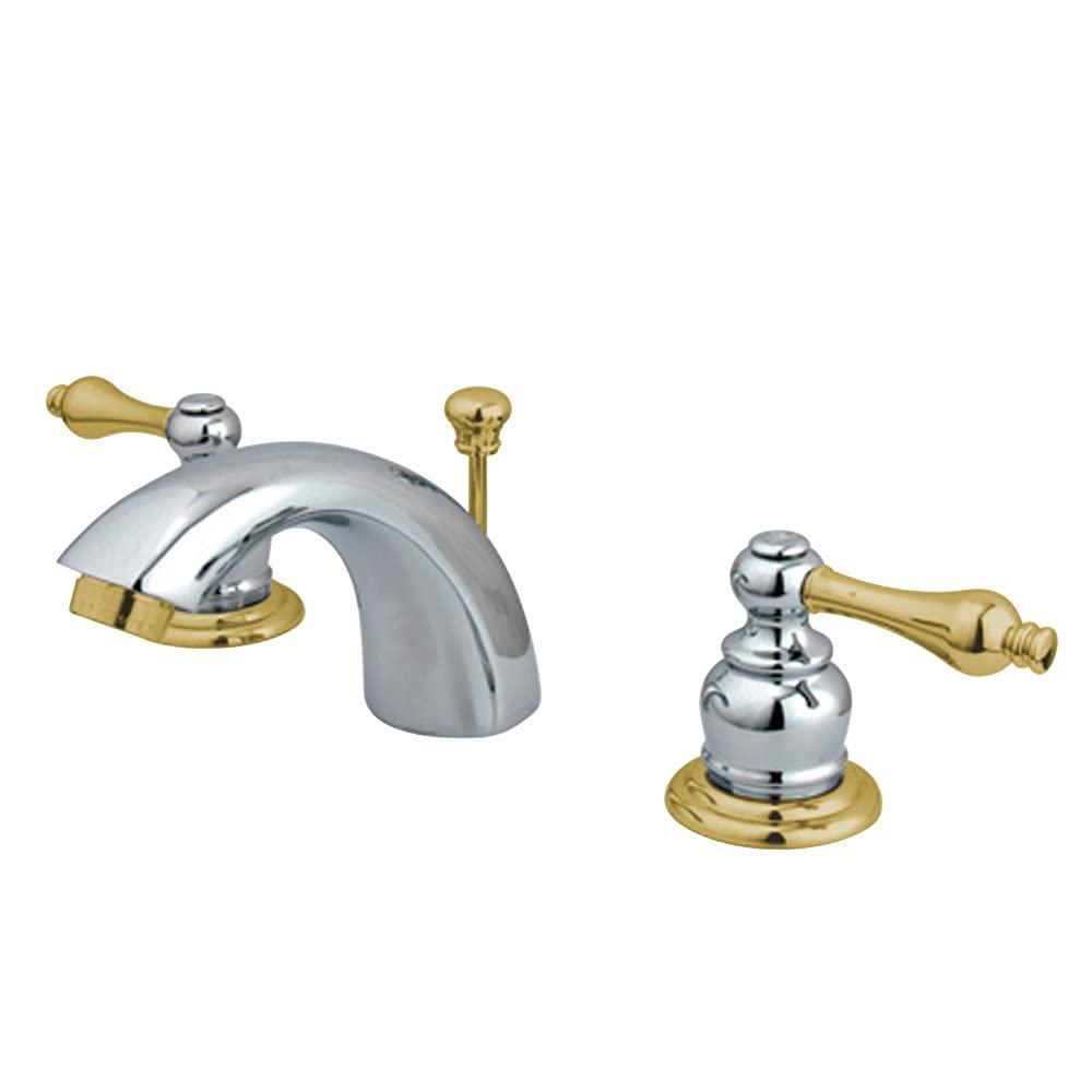 Kingston Brass Victorian Two-Handle 3-Hole Deck Mount Mini-Widespread Bathroom Faucet with Plastic Pop-Up