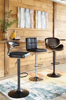 Tall Bellatier Adjustable Height Barstool Black - Signature Design by Ashley: Swivel, Low Back, Metal Frame