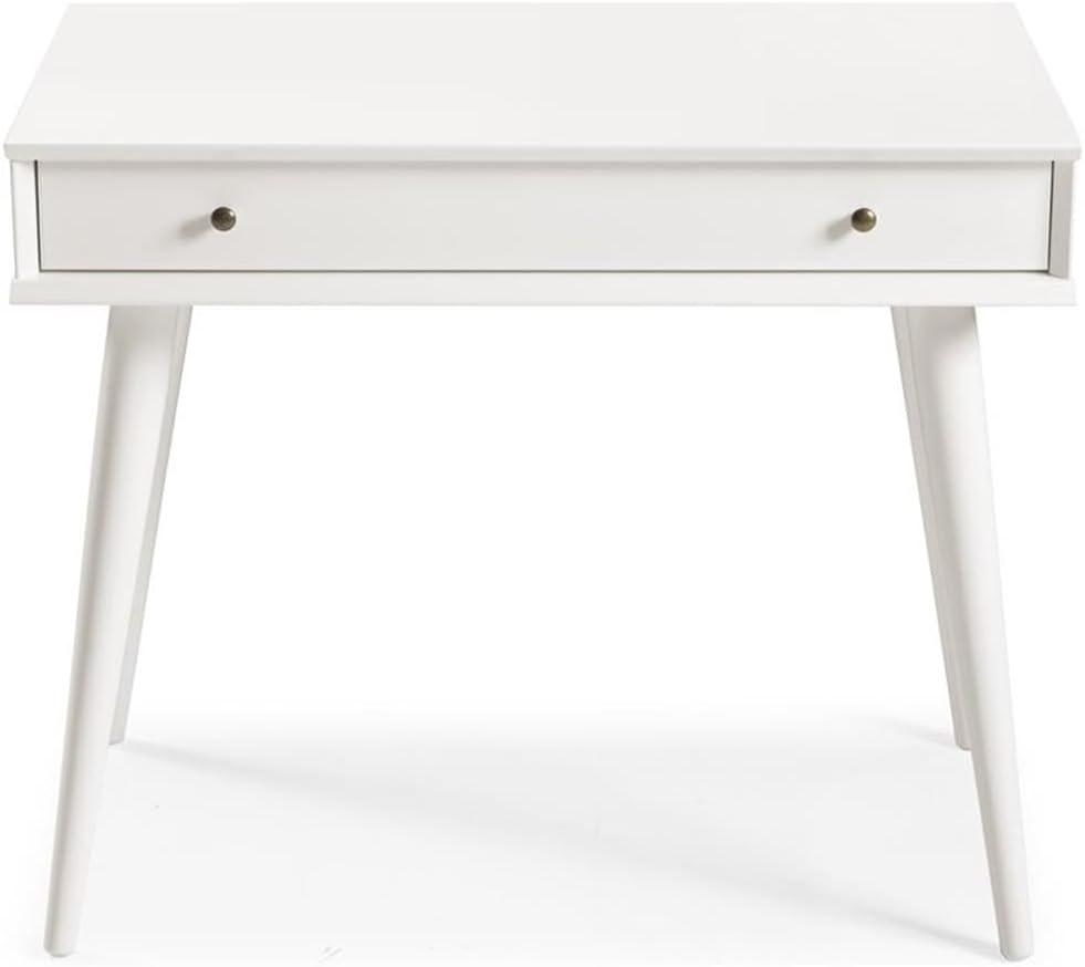 Camaflexi Mid Century Modern Desk Solid Wood Writing Table for Small Spaces, White