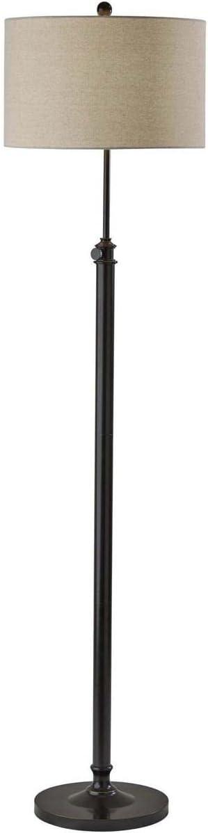 Adesso Barton Floor Lamp Antique Bronze Oatmeal Linen