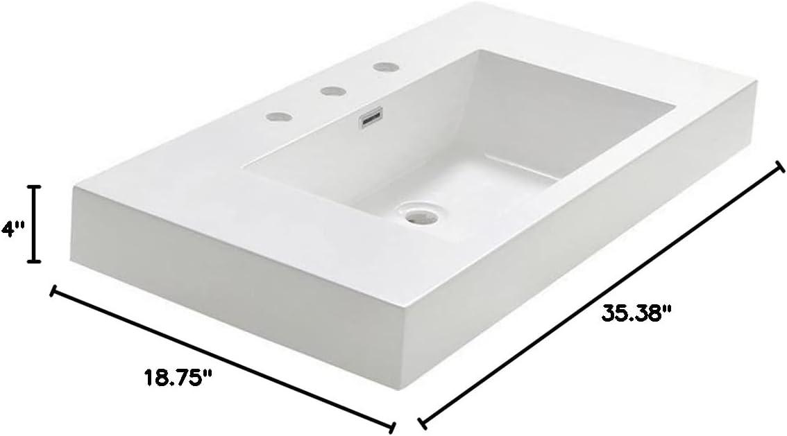 Fresca Vista 36" White Integrated Sink with Countertop