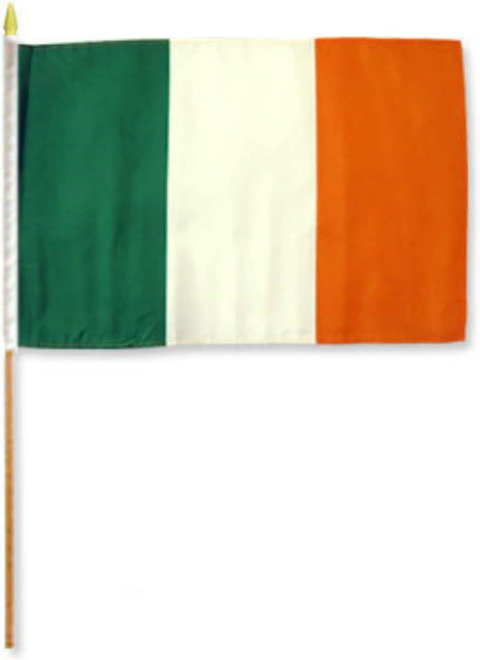 Ireland 12" x 18" Polyester Stick Flag with Wooden Staff