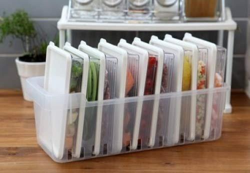 INNOVATION LIVING Kitchen Refrigerator Organizer, Fridge and Freezer Storage Trays Large+Food Containers with Lids L1(6P)+L2(2P), Set of 9, Premium A