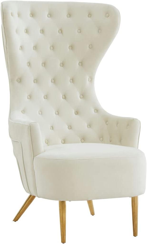 TOV Furniture Jezebel Cream Velvet Wingback Chair