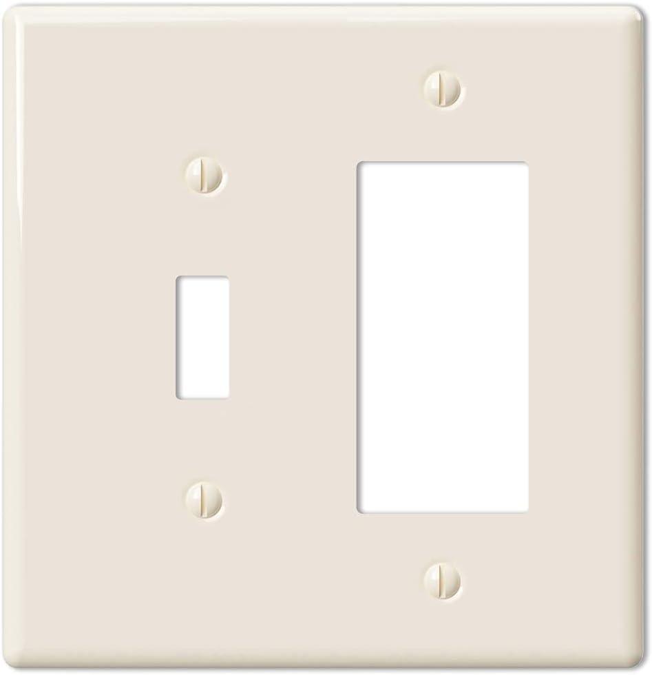 Amerelle 3000TRBT Metro Wallplate, 1 Toggle / 1 Rocker, Ceramic, Biscuit, 1-Pack