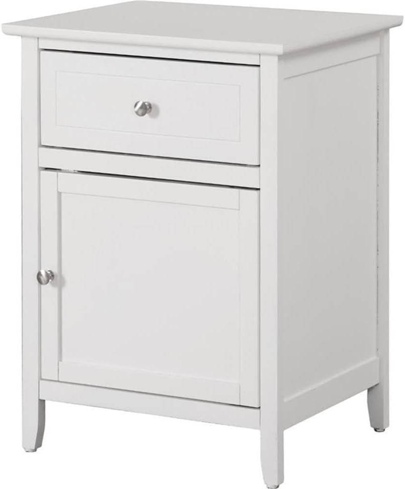 Glory Furniture Izzy 1 Drawer 1 Door Nightstand in White