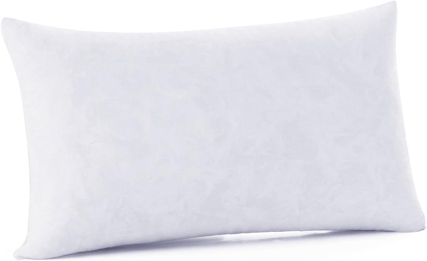 Acanva Hypoallergenic Throw Pillow Insert Soft Rectangle Decorative Form Stuffer Cushion Sham Filler, 12x24, White