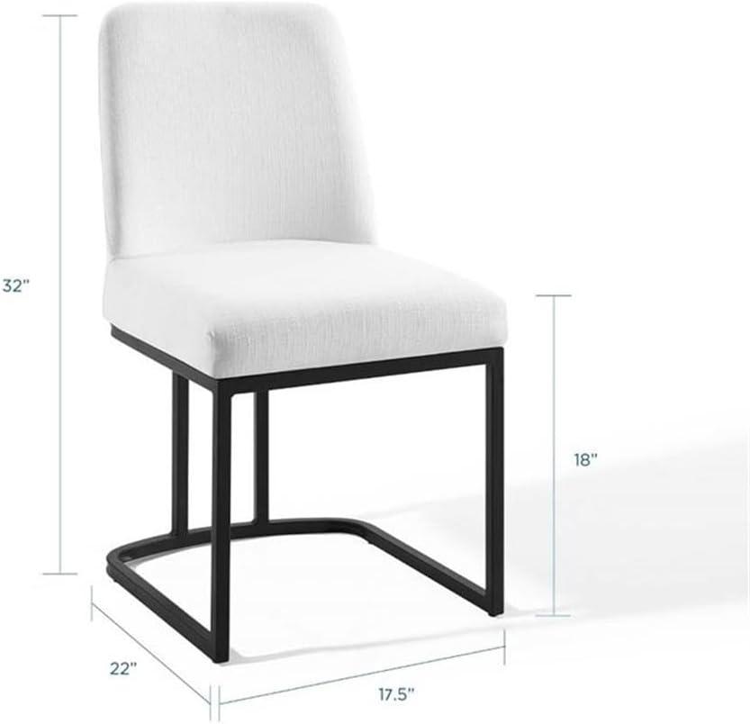 Modway Amplify Sled Base Upholstered Fabric Dining Side Chair, Black White 22 x 19 x 32