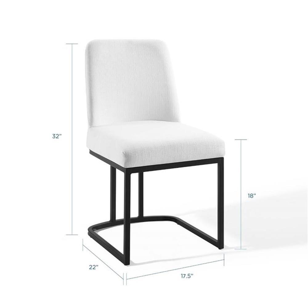 Modway Amplify Sled Base Upholstered Fabric Dining Side Chair, Black White 22 x 19 x 32