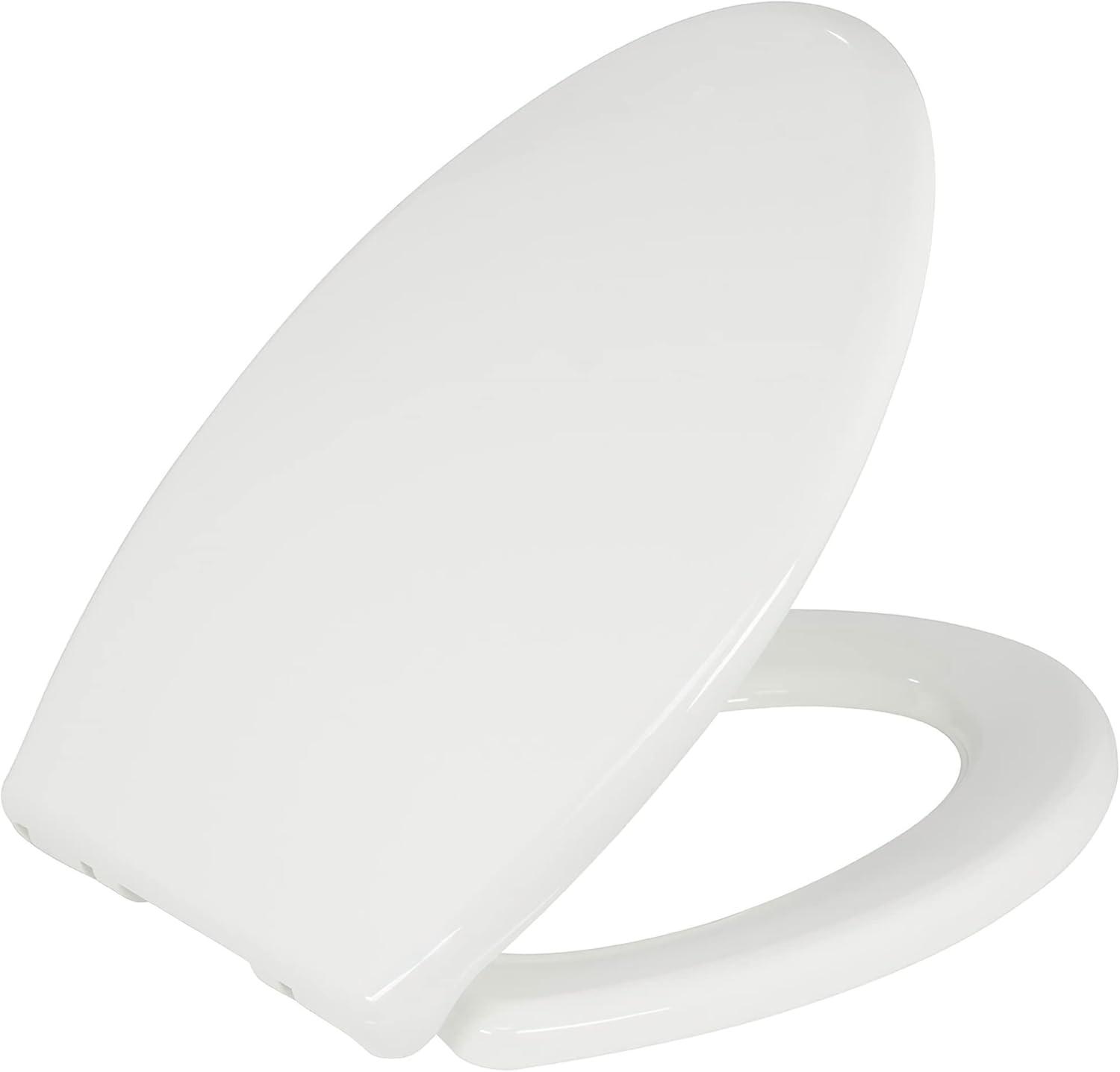 Slow Close Toilet Seat BR501-00 White Elongated, Stain-Resistant and Easy to Keep Clean, Heavy Duty Fits All Toilet Brands, Executive Series