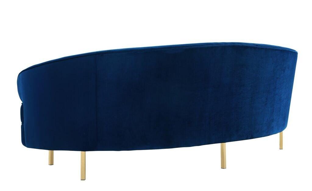 Elegant Navy Velvet Curved Sofa with Gold Stainless Steel Legs