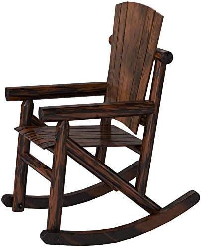 Leigh Country Char-Log Series TX 93859 Adult Wood Outdoor Rocking Chair, Brown