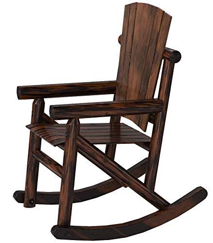 Leigh Country Char-Log Series TX 93859 Adult Wood Outdoor Rocking Chair, Brown