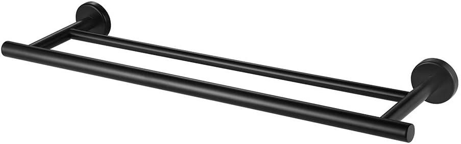 JQK Black Double Towel Bar, 20.5 Inch 304 Stainless Steel Thicken 0.8mm Towel Rack Bathroom, Towel Holder Matte Black Wall Mount, Useable Length 18 Inch, TB100L18-PB