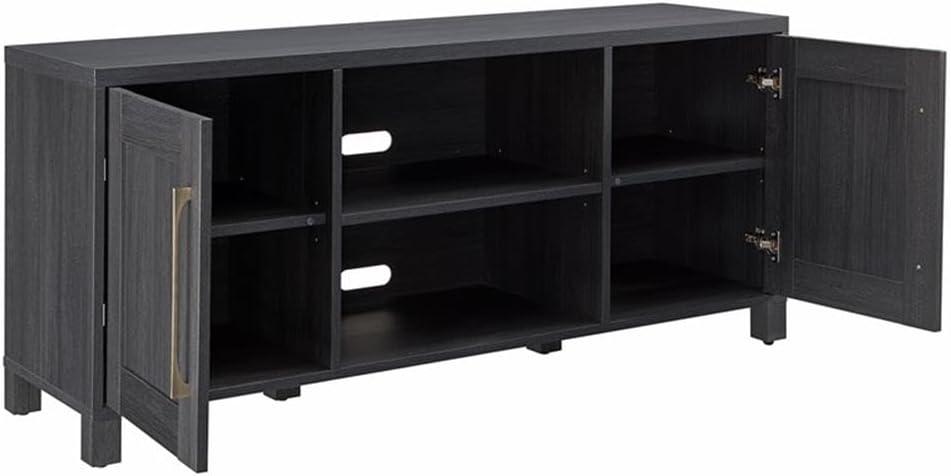 Charcoal Gray 58" Transitional TV Stand with Cabinet Storage