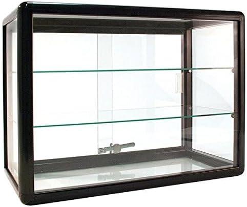 Elegant Black Aluminum and Glass Countertop Display Case with Lock