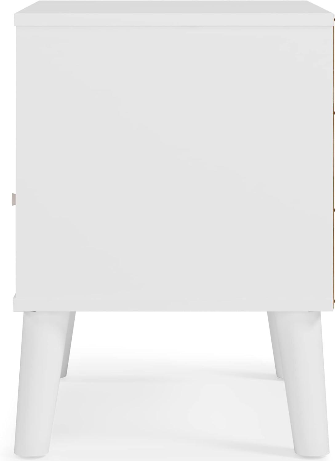 Piperton Nightstand White - Signature Design by Ashley: Matte Finish, Storage Shelf, Splay Legs