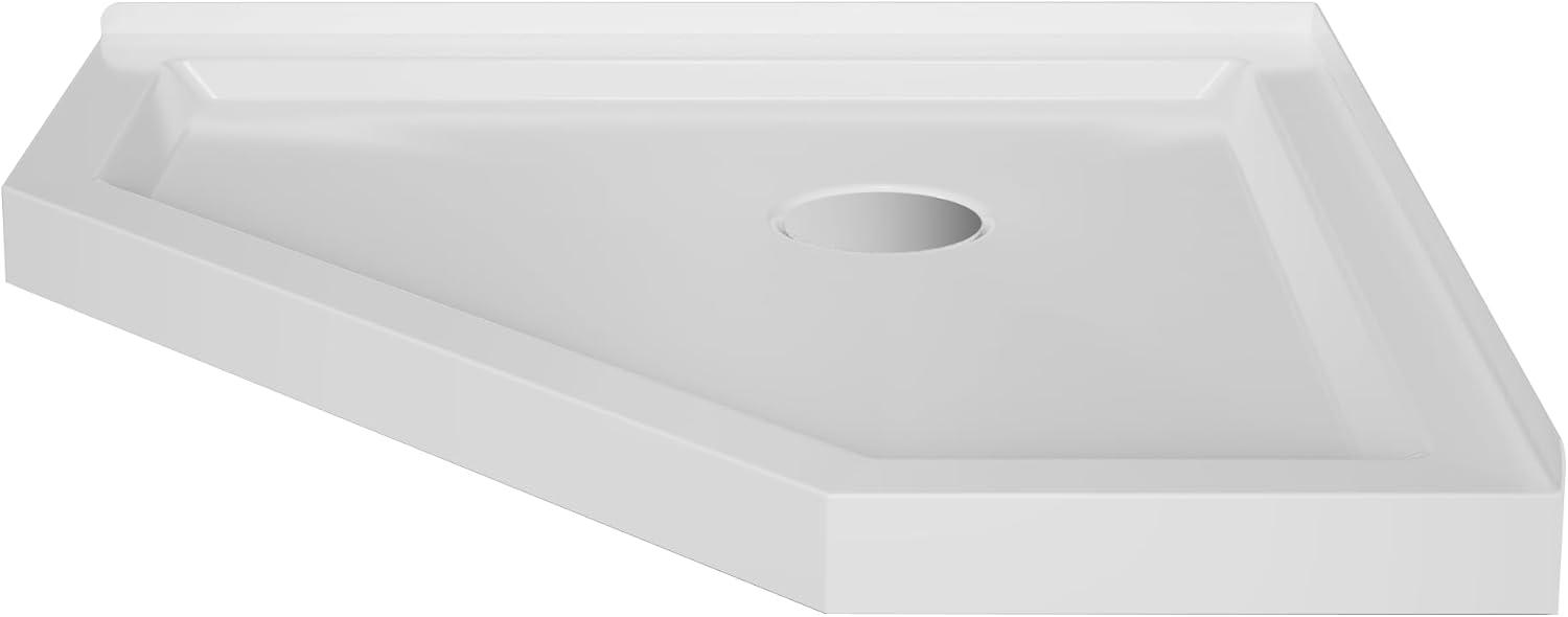 White Neo-Angle Corner Shower Base with Center Drain