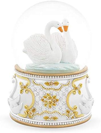 Enchanted Swans Spinning Musical Water Snow Globe
