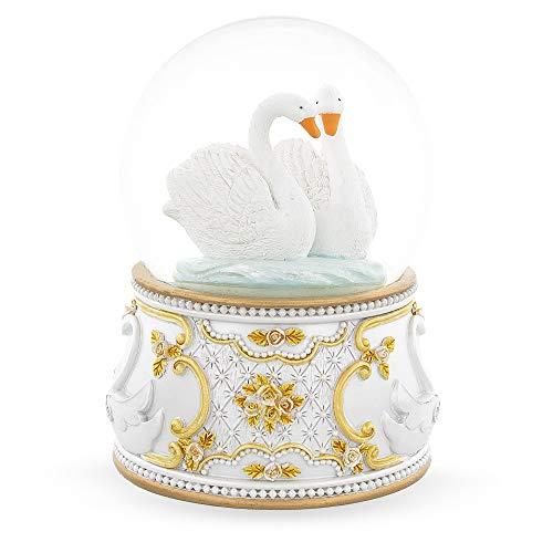 Enchanted Swans Spinning Musical Water Snow Globe