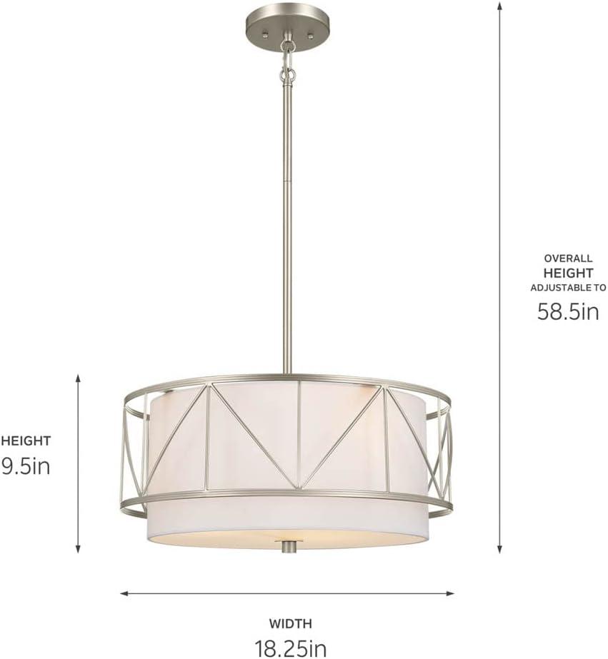 52075SN-Kichler Lighting-Birkleigh - 3 Light Convertible Semi-Flush Mount In Art Deco Style-9.5 Inches Tall-Satin Nickel Finish