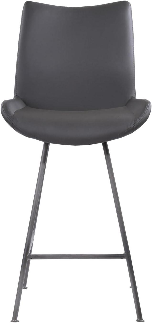 Sleek Gray Powder Coat 26" Metal and Leather Counter Stool