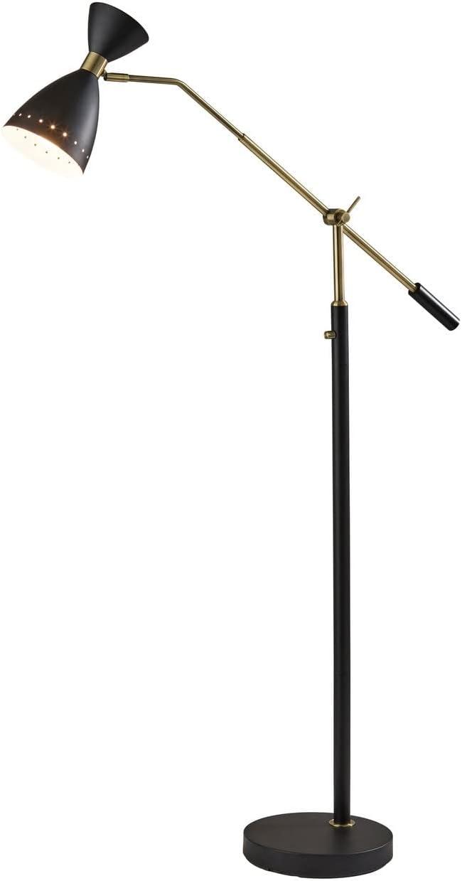 Oscar Adjustable Floor Lamp Black - Adesso: Mid-Century Style, Extended Arm, ETL Listed