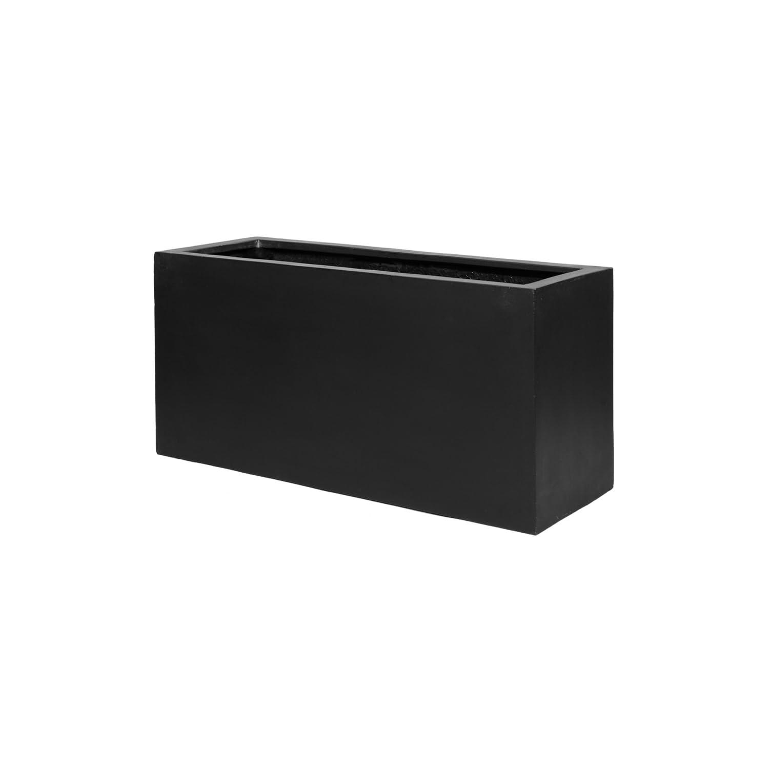 Pottery Pots USA Inc. Pottery Pots Jort Small Fiberstone Indoor Outdoor Modern Rectangle Planter, 16 Inch Tall Black 32"
