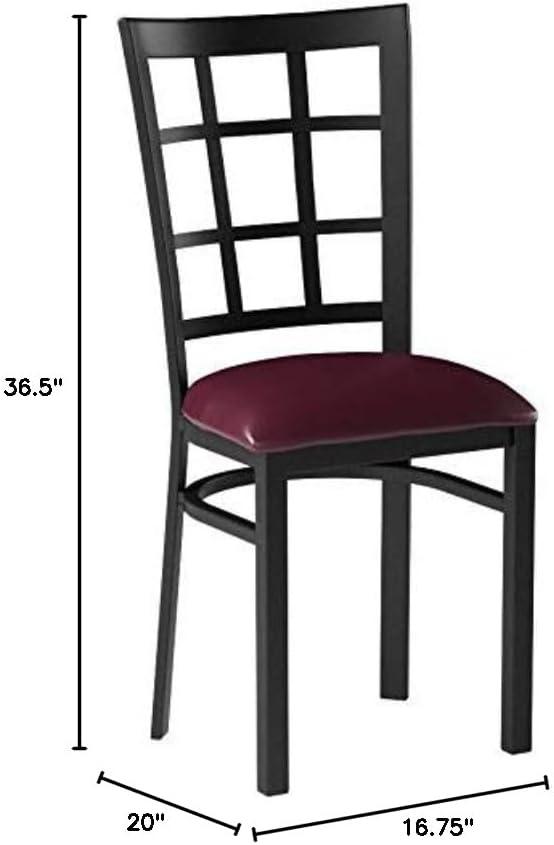 Flash Furniture 2 Pack HERCULES Series Black Window Back Metal Restaurant Chair - Burgundy Vinyl Seat