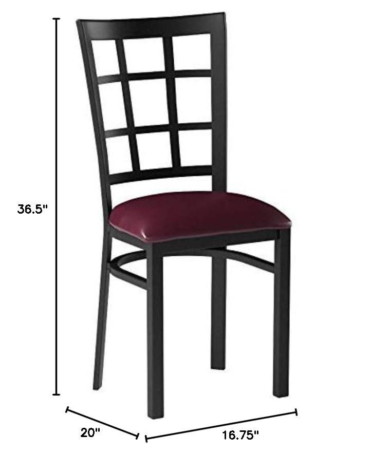 Flash Furniture 2 Pack HERCULES Series Black Window Back Metal Restaurant Chair - Burgundy Vinyl Seat