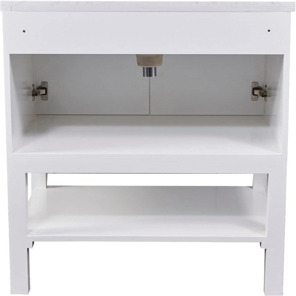 Hanover Manorville 31'' Vanity Cabinet with Sink Combo for Bathroom, Powder Room | Pre-Assembled Cabinet | Artificial Stone Marble Countertop, White Cabinet | HANVN0101-31-1WH