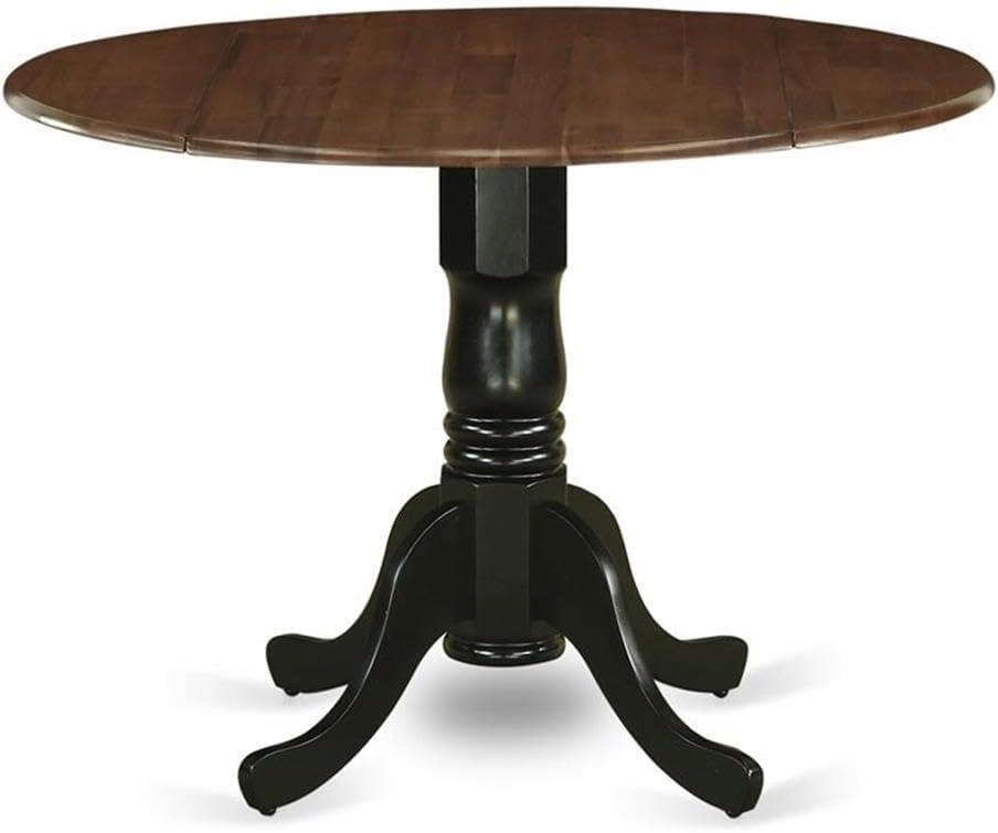 East West Furniture Dublin Traditional Wood Dining Table in Walnut/Black