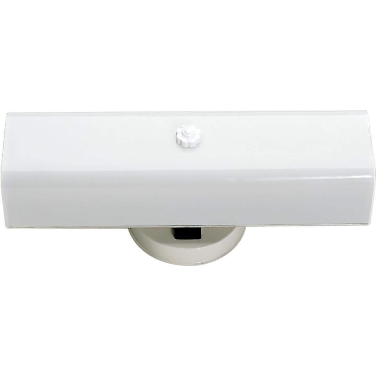 White Metal 14" Vanity Light with Outlet