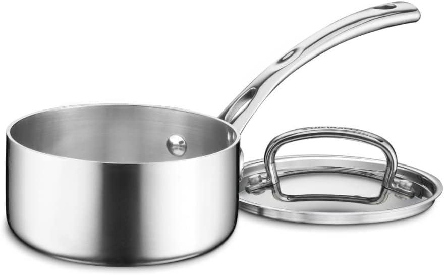 French Classic Tri-Ply Stainless Steel 1-Quart Saucepan with Cover