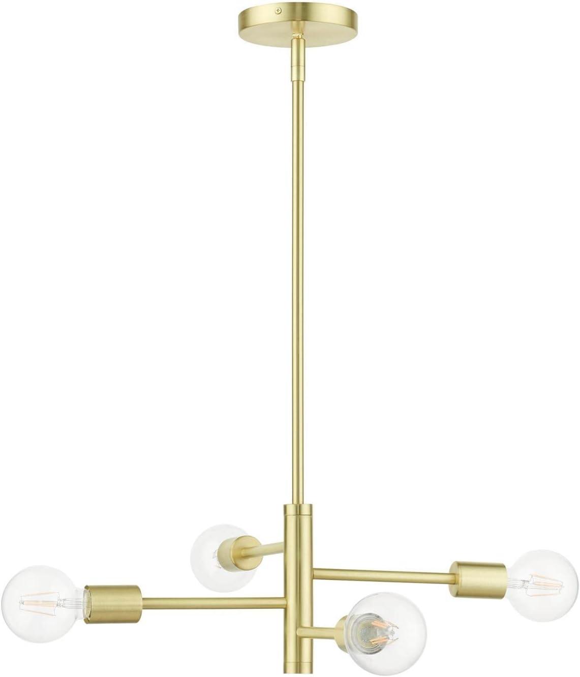 Satin Brass Mini 4-Light Asymmetrical Chandelier