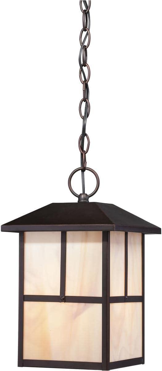 Tanner Claret Bronze 13" Outdoor Hanging Lantern with Honey Stained Glass