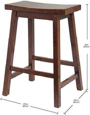 Saddle Seat 24" Counter Height Barstool Hardwood/Walnut - Winsome