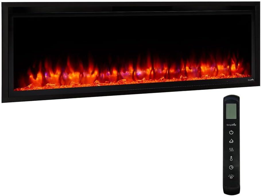 SimpliFire 50-Inch Wall Mounted Electric Fireplace with White Mantel