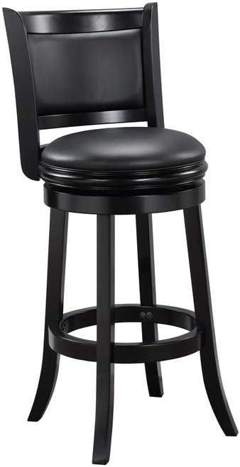 Augusta 29" Black Faux Leather Swivel Wood Bar Stool