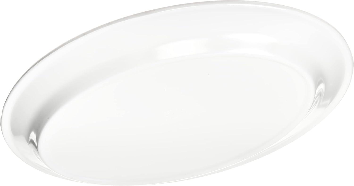 Carlisle FoodService Products Plastic Oval Platter Oval Tray with Rim for Home and Restaurant, Plastic, 12 x 8.5 Inches, White, (Pack of 12)