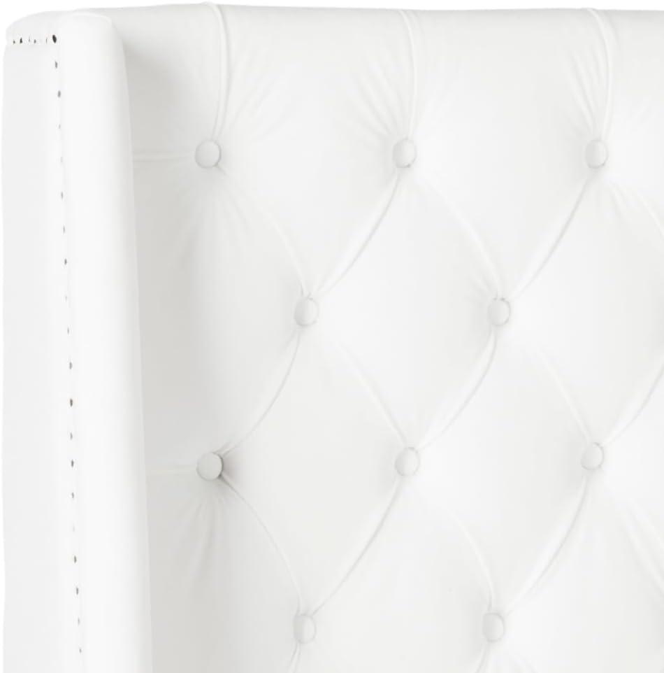 SAFAVIEH London Retro Winged Tufted Headboard with Flat Nail Heads, Queen, White