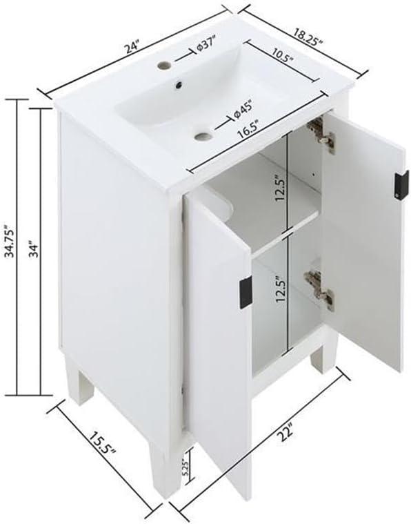 Manhattan Comfort Hyde Vanity Sink, 24 in, 24 INCH