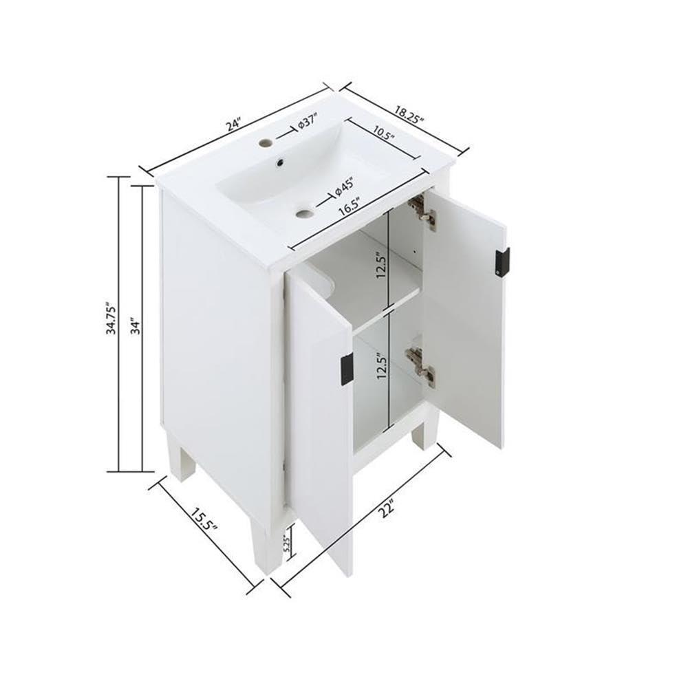 Manhattan Comfort Hyde Vanity Sink, 24 in, 24 INCH
