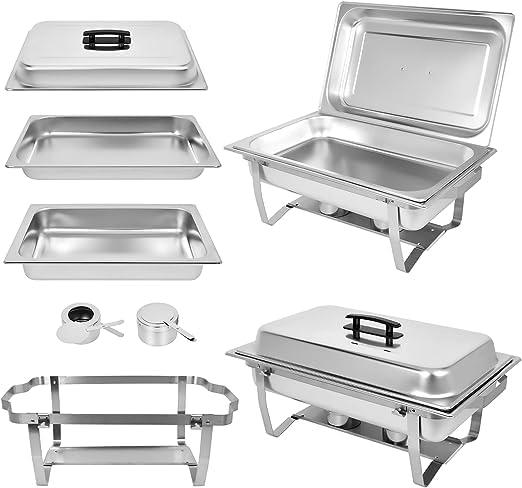 PRIJESSE Chafing Dish Buffet Set 2 PACK, 8 QT Stainless Steel Rectangular Chafing Dishes FULL PAN for Buffet, Warmers Sets for Parties, Events, Wedding, Camping, Dinner